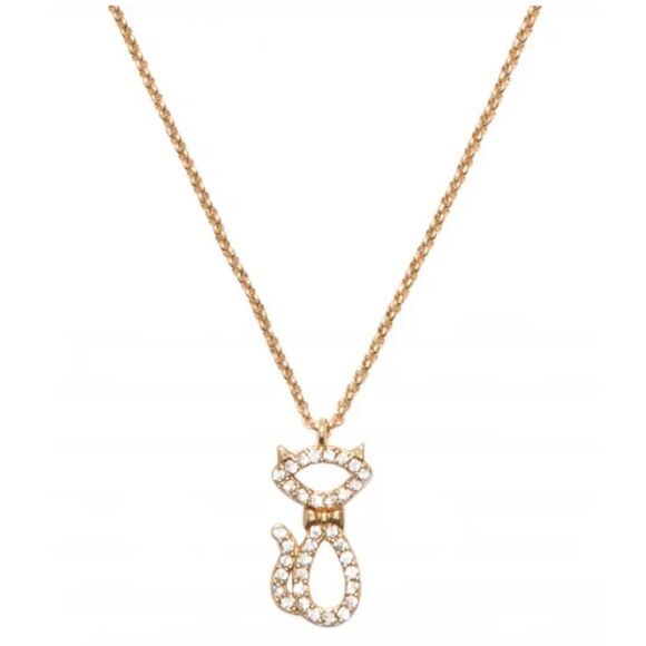kate spade Jewelry - NWT Kate Spade Jazz Things Up Pave Cat Kitty Goldtone Necklace